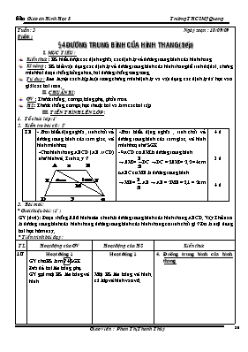 Giáo án Hình học 8 tiết 6 Đường trung bình của hình thang (tiếp)